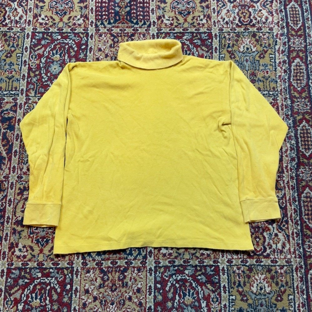 VTG 50s 60s Medico Obermeyer Yellow‎ Long Sleeve Turtleneck underlayer Shirt S-M